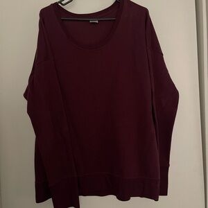 Maroon, Long Sleeve Athleisure Sweater